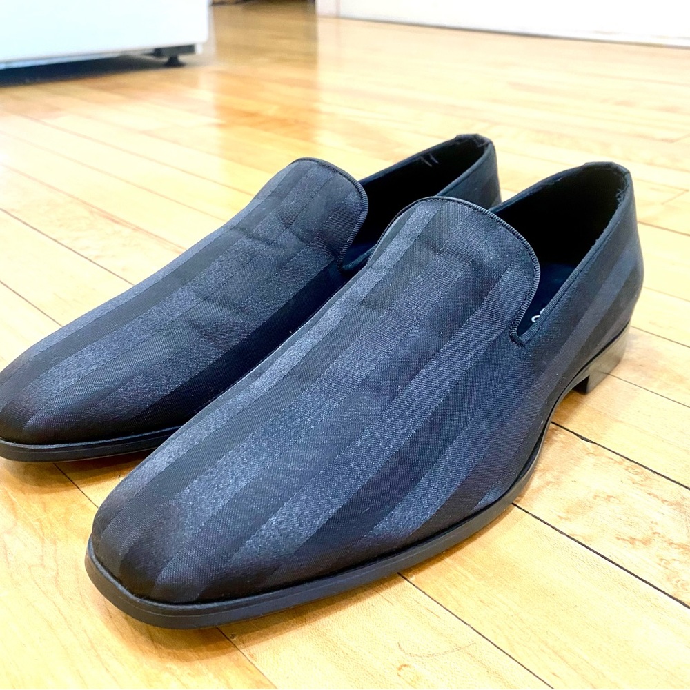 Aldo Men's Black Striped Slip-On Loafers - Satin Finish